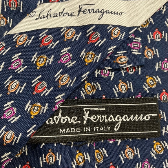 Salvatore Ferragamo Star Wars-esque Multi Color Space Pod Racer Silk Tie Italy - Picture 2 of 4